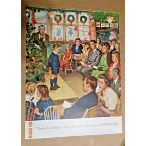 Vintage Print Ad -1948 for Plymouth Cars Christmas Tree Santa Children